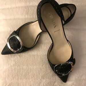 Black suede Prada